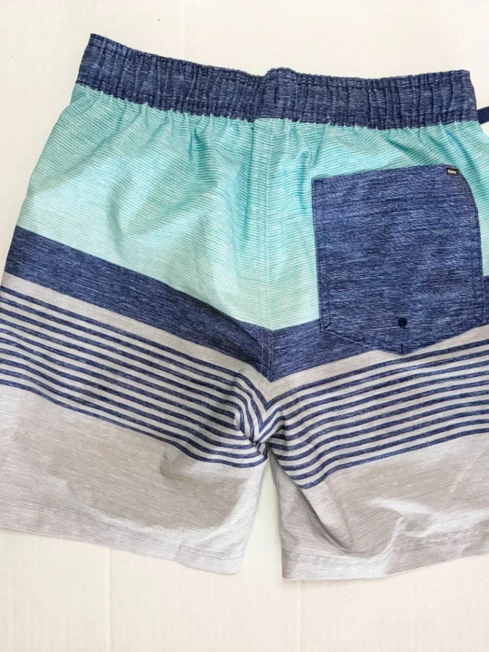 Hurley Striped Lined Volley Swim Shorts - Size S - Blue / Grey